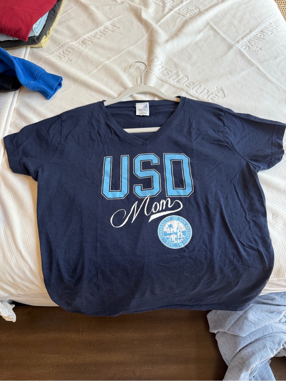 USD Mom Navy V-Neck Graphic Tee